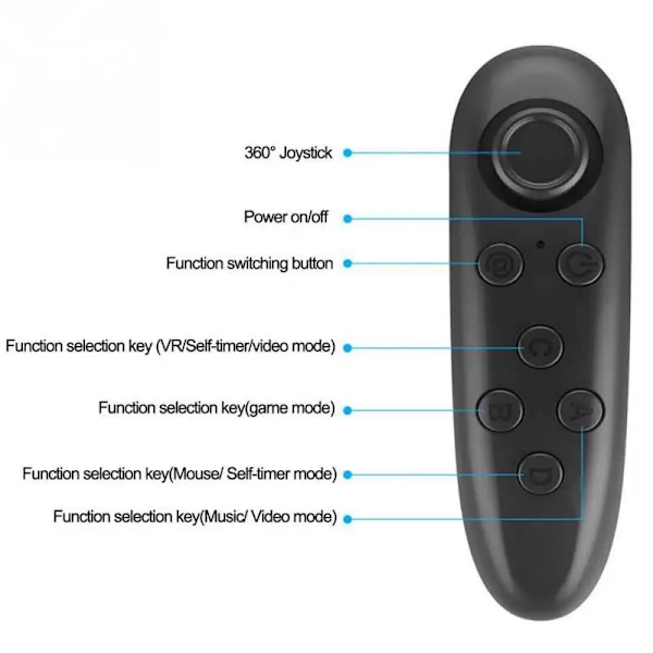 Langaton Bluetooth-peliohjain Päivitys Vr-kaukosäädin Android-älypuhelimelle Joystick-peliohjain E-kirja 3D-laseille Vr Black