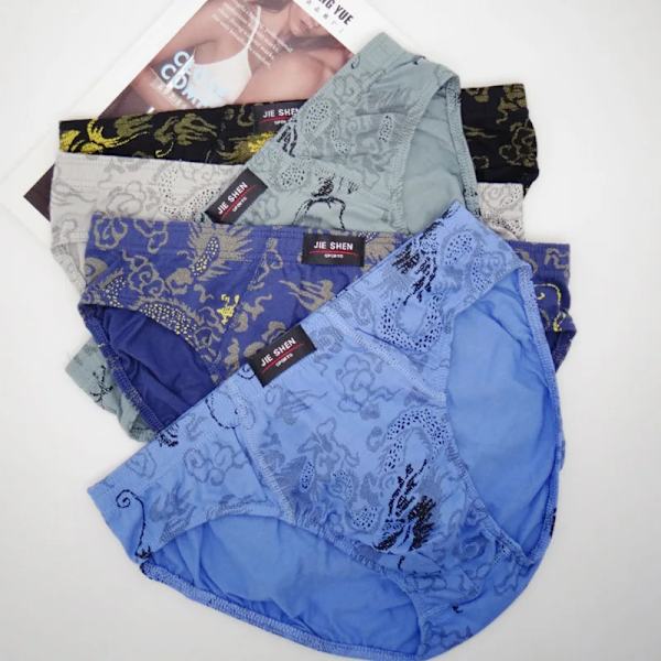 5 kpl / erä Kesä Miesten Alusvaatteet 100% Puuvillaa Miesten Alusvaatteet Plus Koko Miesten Alusvaatteet 4Xl/5X L/6Xl Miesten Hengittävät Alushousut AB00600 4XL
