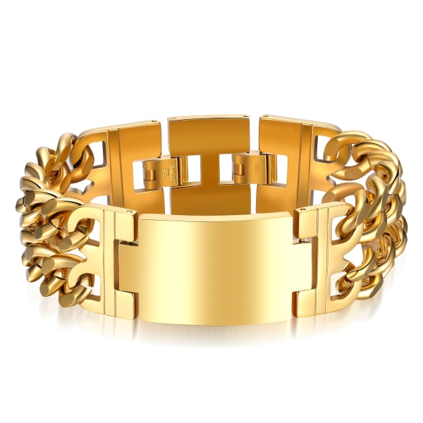 1 st Men's Cross Denim kedja, titan stål smycken armband Golden Glossy