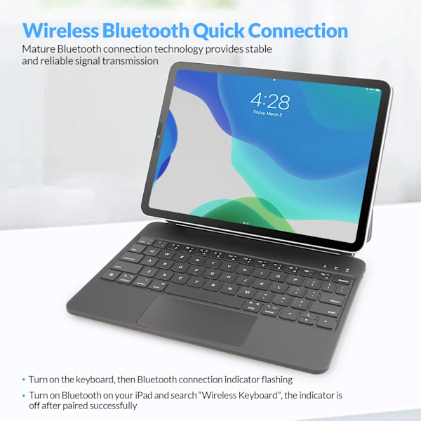 Rii Hl128 Magic Tangentbordsfodral För Ipad Pro 11 2018-2022 Ipad Air 5 Air 4 Bakgrundsbelysning Tangentbord Smart T Omslaget English