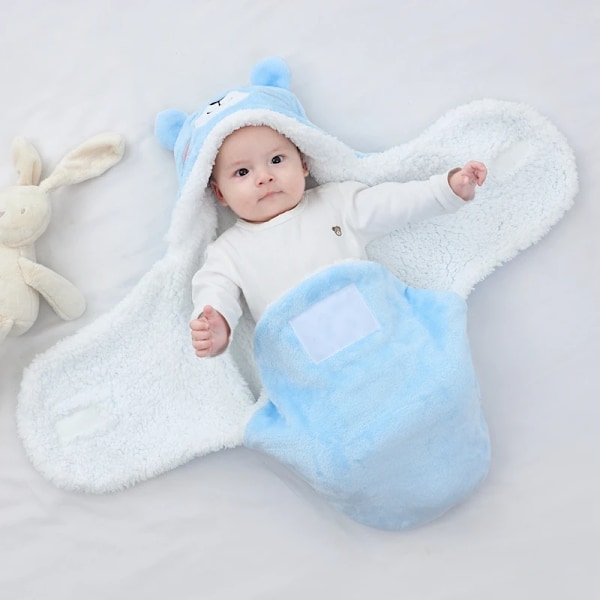 Mjuk baby sovsäck varm höst och vinter nyfödd baby wrap filtar tecknadCocoon för spädbarn Flanell  Baby Sleepsack 0-9M White-panda 6M