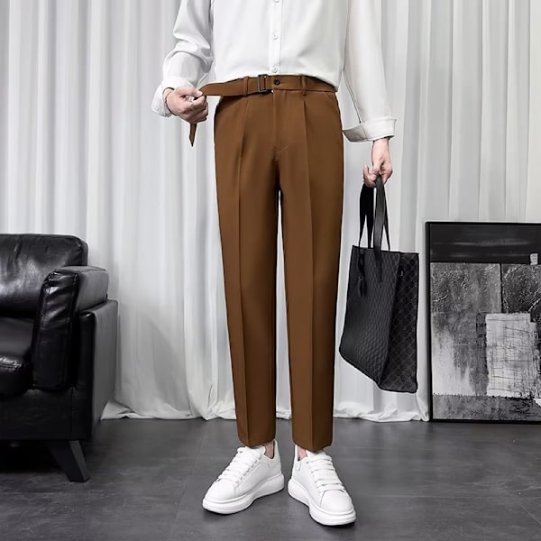 Liten Kostym Byxor Mäns 2023 Höst Och Vinter Nya Lösa Drooping Slim Fit Knäppad Casual Byxor Mode Brand Street Su Byxor Light Gray 30