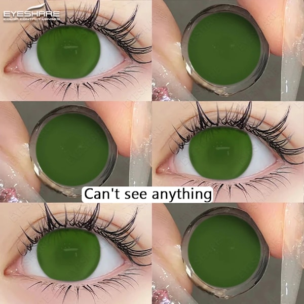 Eyeshare Farve Kontaktlinser Til Øjne 1Pair Anime Cosplay Farvede Linser Blå Halloween Linser Kontaktlinser Beau Makeup BLIND-GREEN 0