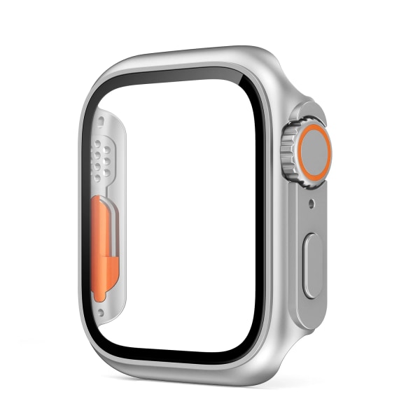 Glas+ Case för Apple Watch 44 mm 45 mm 41 mm 40 mm 42 mm 38 mm Skärmskydd Cover Change Ultra Bumper iWatch Series 9 8 7 SE 6 5 3-Silver Series456 SE 44MM