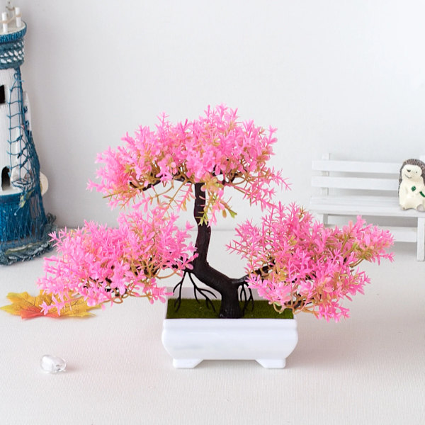 Konstgjord Bonsai Miniatyrträd Simuleringskruka Växter Konstgjorda Växter Bordskrukade Dekorationer för Rum Trädgård Heminredning PJ31-01 with pot