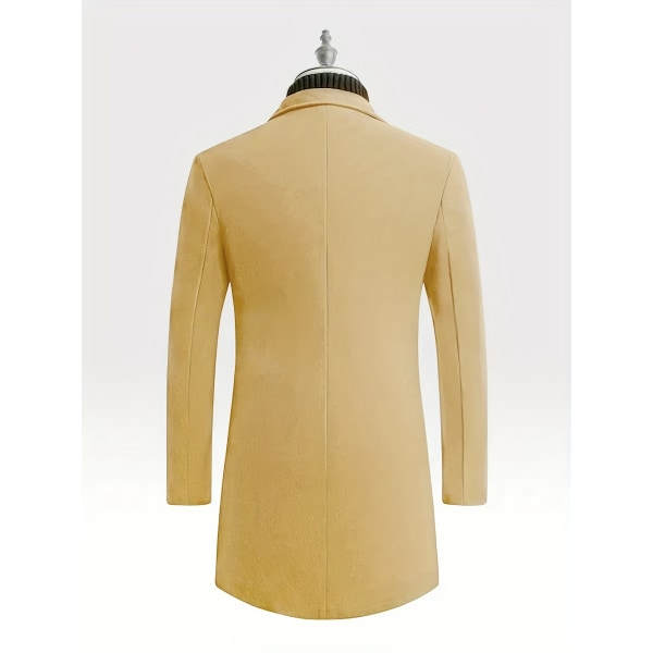 Klassisk design trenchcoat, mäns semi-formella Button Up Lapel Overcoat för höst och vinter verksamhet Khaki S(46)