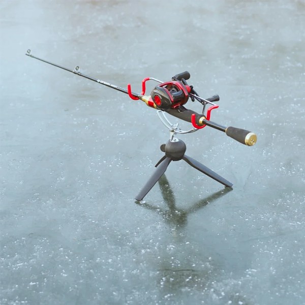 Bærbar Isfiskerstangsholder Dobbelt-hoved Fiskestavs Holder Justerbar Vinkel Metal Foldbar Stangsholder til Fiskeudstyr Vinter S Simple