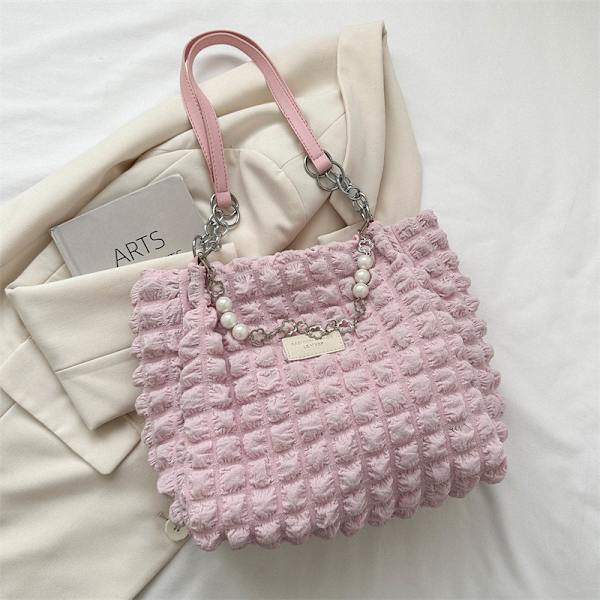 Stor Kapacitet Kvinde Taske 2023 Ny Pendler Taske Skuldertaske Special-Intresse Design Trendy Boble Miumiu Taske Skuldertaske White