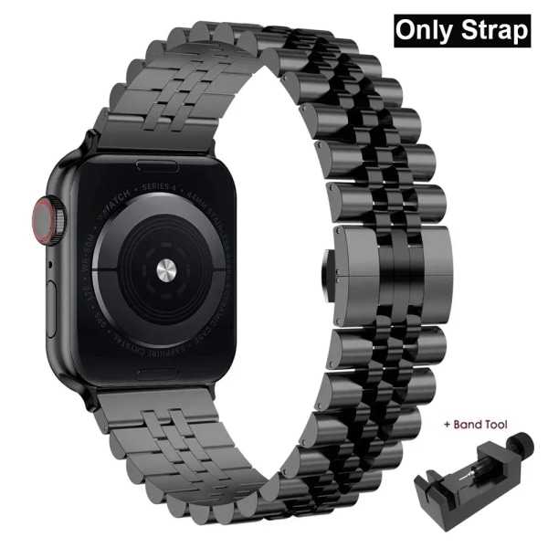 Case för Apple Watch i rostfritt stål för Apple Watch 38 mm 42 mm 40 mm 44 mm 41 mm 45 mm metallband för iWatch Series9 8 7 6 SE 5 4 3 2 1 Correa Black only Strap 49mm-For ultra 2 1