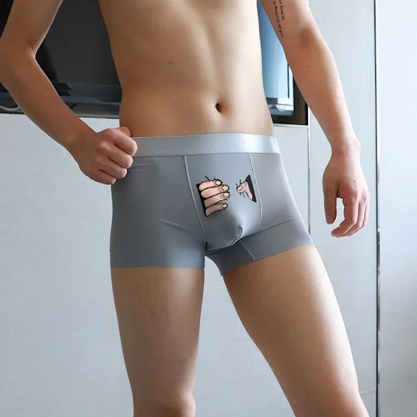 Rolig Underkläder Ice Silk Boxers För Män Shorts Söt Skåp Trunk Plus Storlek Hane Trosor Älskare Fascinerande Present Boxare Män GRAY XXL