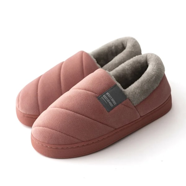 Stora 46/47 Män Vinter Varm Päls Tofflor Par Casual Sovrum Utomhus Tjock Sole Icke-Slipa Slides Mode Sho För Män Watermelon Red 44-45