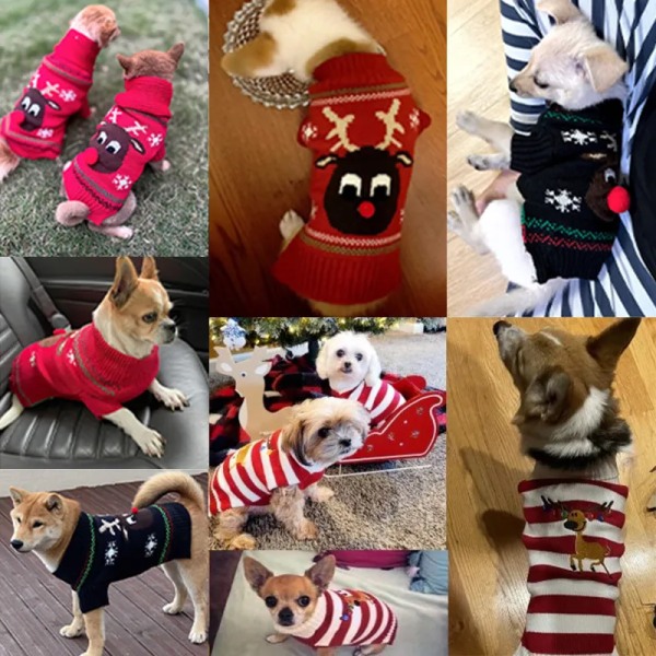 Vinter Hundkläder Jullovströja Chihuahua Teddy Outfit kappa för Liten Medium Stor Hund och Katt Höstvarm Blue Snowman L
