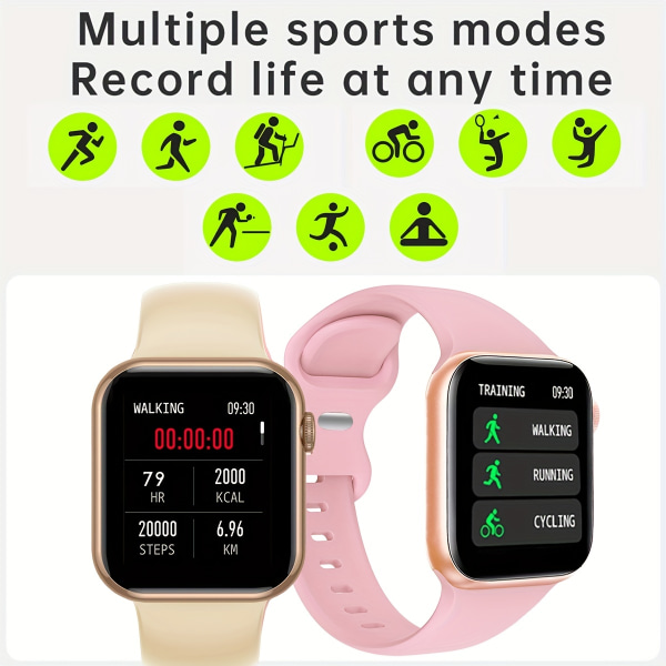 NYA H9 Smart Watch Sport Smart Watches för män och kvinnor Stegräkning Kalorier Blodtryck Blod Syre Hjärtfrekvens Sömnövervakningsinformation Pink