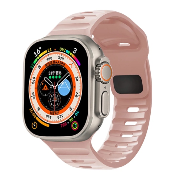 Silikonrem för Apple Watch ultra 2 band 44mm 49mm 45mm 42mm 40mm 41mm 38mm sport correa armband iwatch Series 7 6 3 se 8 9 Pink Sand