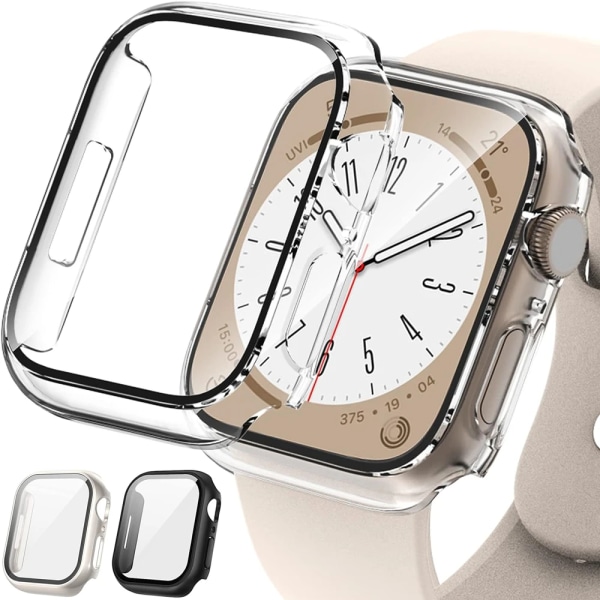 Härdat glas+ cover för Apple Watch 9 8 7 41 mm 45 mm 42 mm 38 mm PC-bumper Case iWatch series 6 5 4 se 44 mm 40 mm 20 Khaki Series456 SE 40MM