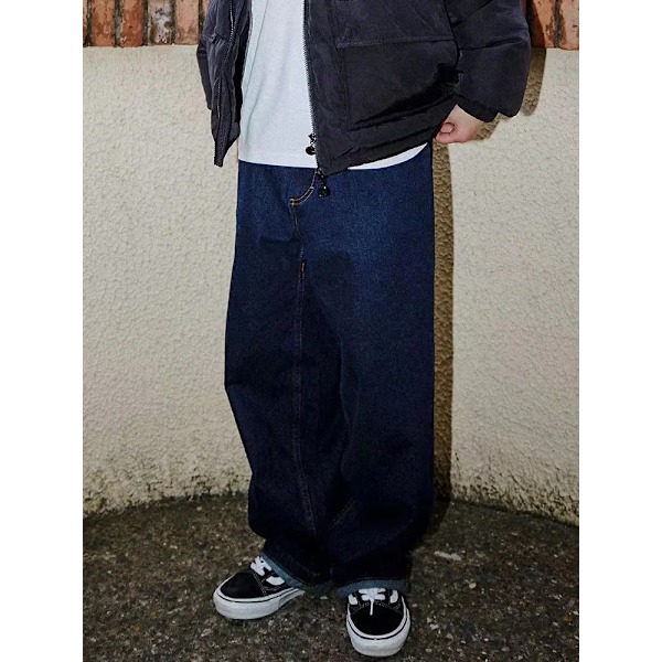 Y2k Stor Pojke Jeans För Män Streetwear Baggy Jeans Broderi Denim Fritid Enkel Dime Byxor Kvinnor Jeans Mujer Hot Trafik Jean 08 DARK BLUE XL