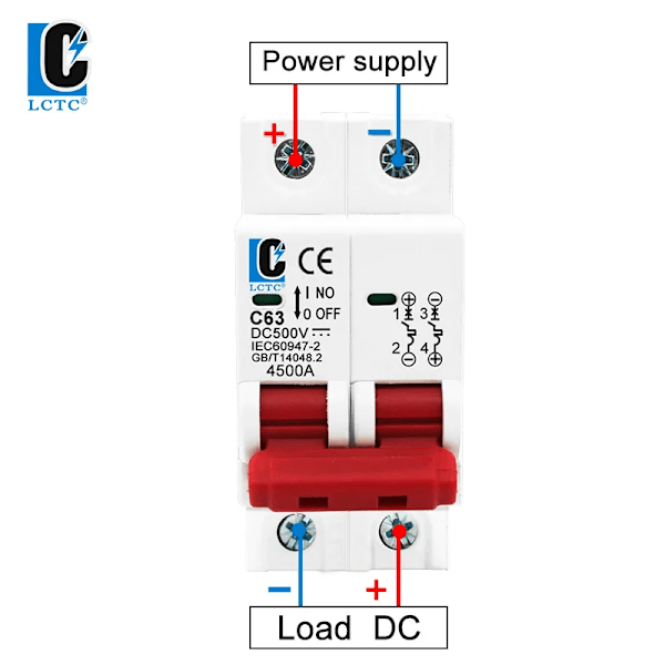 Dc Kretsarbrytare Solpaneler Överbelastningsskyddsväxel 500Vc63 6A/10A/16A/20A/25A/32A/40 A/50A/63A Din-Räls Automatisk Brytare 2p 16a