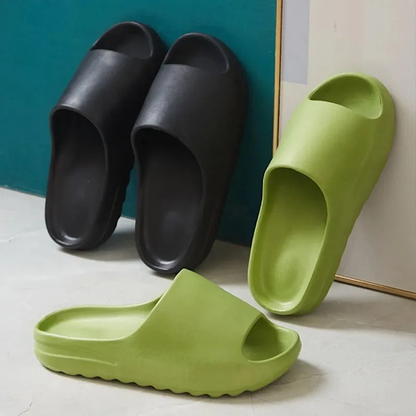 Sommar Tofflor Män Mjuk Botten Inomhus Hem Plattform Sandaler Strand Skor Par Icke-Slipp Eva Flip-Flops Beach Kvinna black 44-45