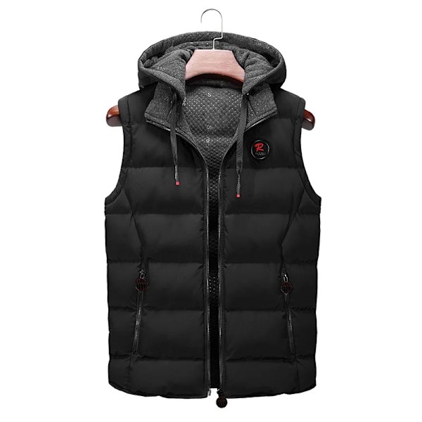 Kvalitetsvest til mænd - Varm vintervest med hætte - Casual vest til mænd - Ærmeløs jakke - Streetwear jakker - Parka vest - Mænds overtøj Dark blue M