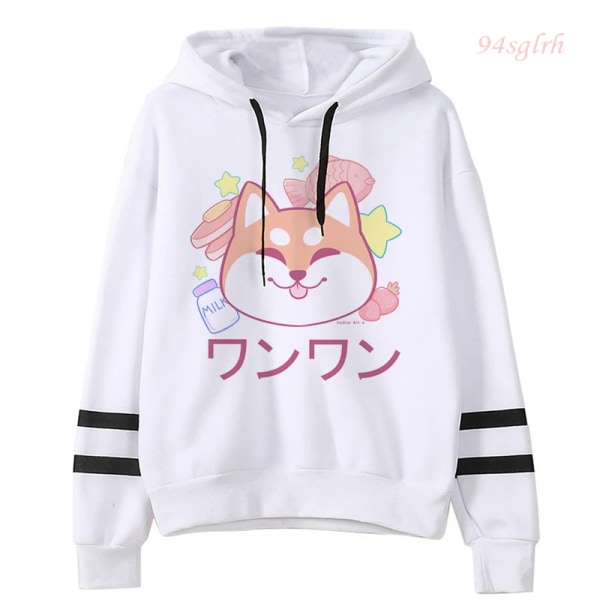 Shiba Inu Hoodie Harajuku Funny Cartoon Pullover Dam Ulzzang Söt koreansk stil Kawaii Sweatshirt Streetwear 90s Hoody Dam 799 Asian M