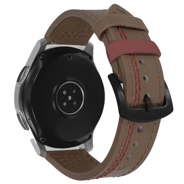 Läderband för Samsung Galaxy watch 6 armband 6classic/5/ pro/4/Active 2 20mm 22mm armband Huawei Watch GT 2/2e/3/ pro klockarmband 15 coffee red line 22mm watchband