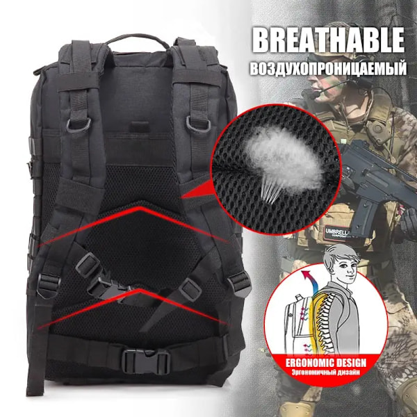 QT&QY 30/45L Taktiske Rygsække til Mænd HkingTraveling Tasker Overlevelses Udendørs 3P Assault Pack EDC Molle Pack Til Trekking Jagttaske 30L ACU