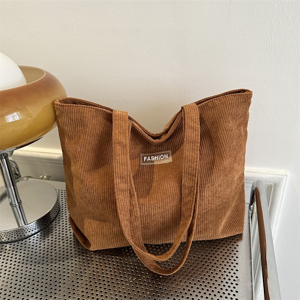 Ny dametaske kunstnerisk stribet håndtaske pendler stor kapacitet casual kludtaske all-match skulder tote taske Brown Plus Small Bag 38.5*28.5*9