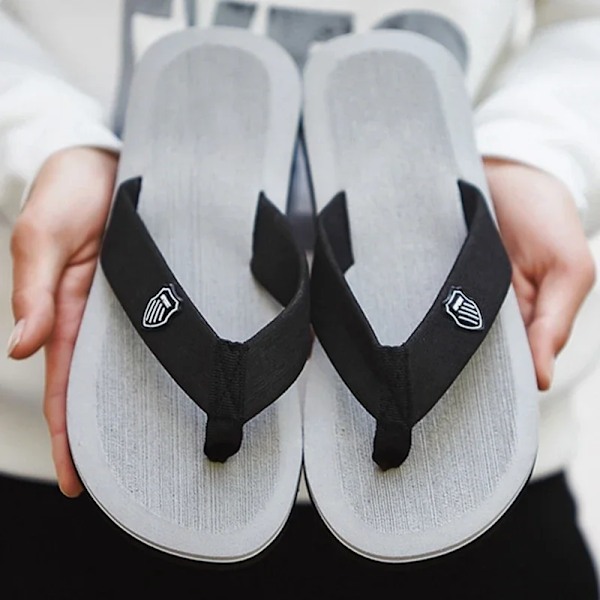 2024 Street Män Sommar Flip Flops Strand Sandaler Anti-Slip Inomhus Utomhus Casual Platt Skor Hög Kvalitet Hem Tofflor För Män Black 44 (insole 27.5cm)