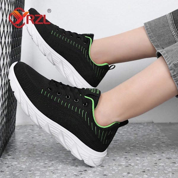 Yrzl Running Skor Män Sneakers Mode Lättviktiga Tränare Andningsbara Gång Skor Bekväma Idrottsskor För Män Black green 40