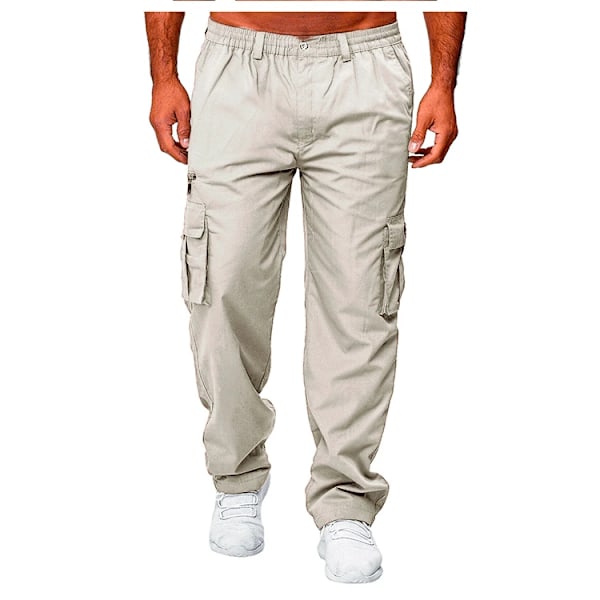 Sweatpants Mænd Jogger Cargo Bukser Casual Multi Lommer Militære Taktiske Bukser Taktiske Last Baggy Bukser Mænd beige L