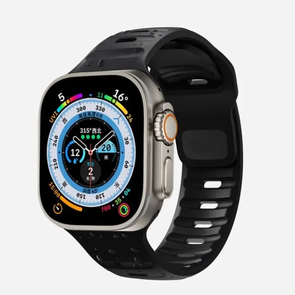 Mjuk silikonrem för Apple Watch Band Ultra 2 1 49mm Sport Watchband iwatch Serise 9 8 7 6 5 SE 45mm 41mm 44mm 40mm 42mm 38mm Black 42mm 44mm 45mm 49mm