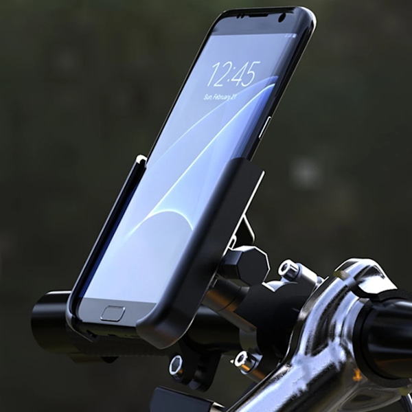 Motorcykel Telefonfäste Hållare Robust Aluminiumlegering Cykelstyre Telefonbas Med Silikon Kudde För 4-7 Tums Telefoner black handlebar