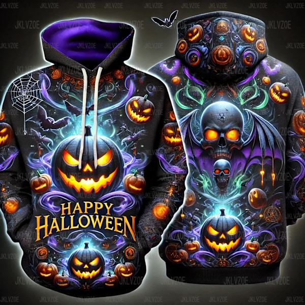 Efterårets nye Halloween hættetrøjer Nightmare Before Christmas 3D print hættetrøje mænd kvinder mode oversized casual sweatshirt pullover wjr818012-JCS 4XL