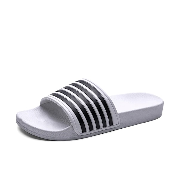 Sommer Mænds Sorte Og Hvide Stribede Flade Sandaler Casual Sandal Komfort Med Stil Sko White 44(27.0CM)