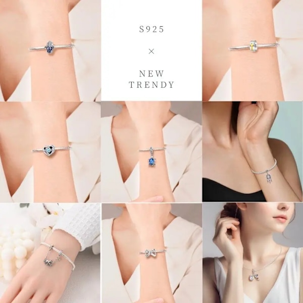 Ny Style Charm Passer Til Pandora Original Armbånd 925 Sterling Sølv Clip Charms Kærlighed Hjerte Zircon Bead Diy Smykker Bryllupsgave SEC1107