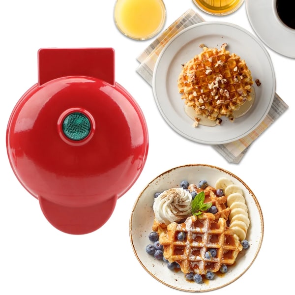 Mini Elektrisk våfflor Pan Eggette Machine Bubble Egg Kakaugn Mini våffelgryta Äggkaka Ugn Frukost molds Red