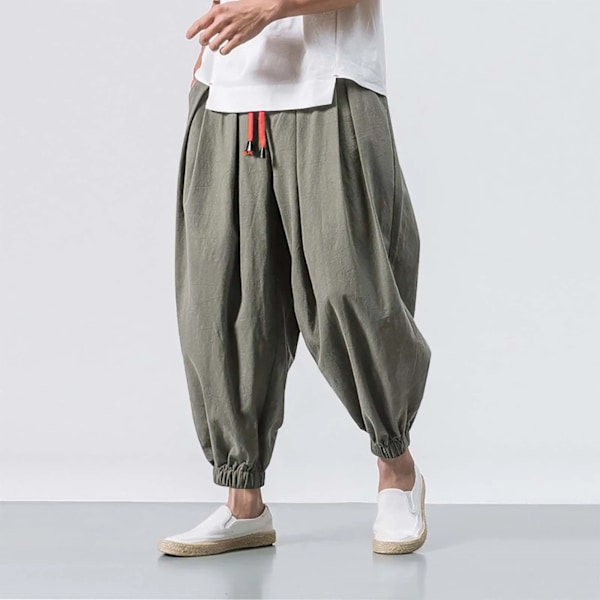 Ensfarvet Harem Bukser Mode Baggy Bund Casual Joggers Mænds Elastiske Bukser Sportswear Lantern Bukser S Pantalones GY2 XL