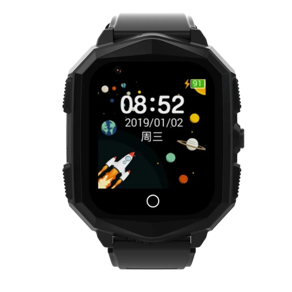 Smart 4G GPS Tracker Hitta barn Studenter Fjärrkontroll Kamera Röstmonitor Armbandsur SOS Videosamtal Android SIM-kort Watch black Asia version