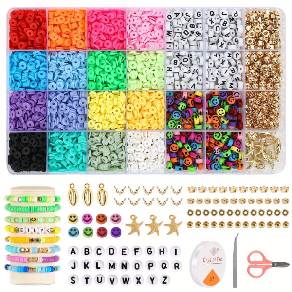 3800st 16 färger Polymerlerpärlor Kit med 156st brevpärlor för smyckenstillverkning DIY-armbandshalsband Handgjorda hantverkskonsttillbehör 3800pcs