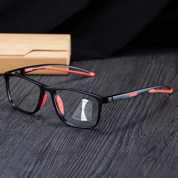 TR90 progressiva multifokala glasögon Ultralätt blått ljusblockerande läsglasögon Män Kvinnor Vintage Near Far Presbyopia Eyewear multi-blackorange