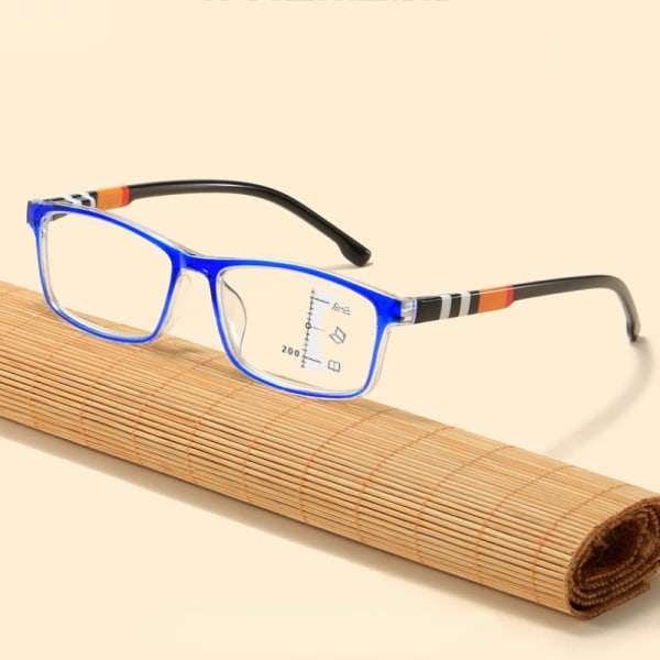 Multifokala progressiva läsglasögon Män Intelligent liten ram Ultralätt antiblått ljus Presbyopiska glasögon kvinnor +1.0~+4.0 Nomal-Black