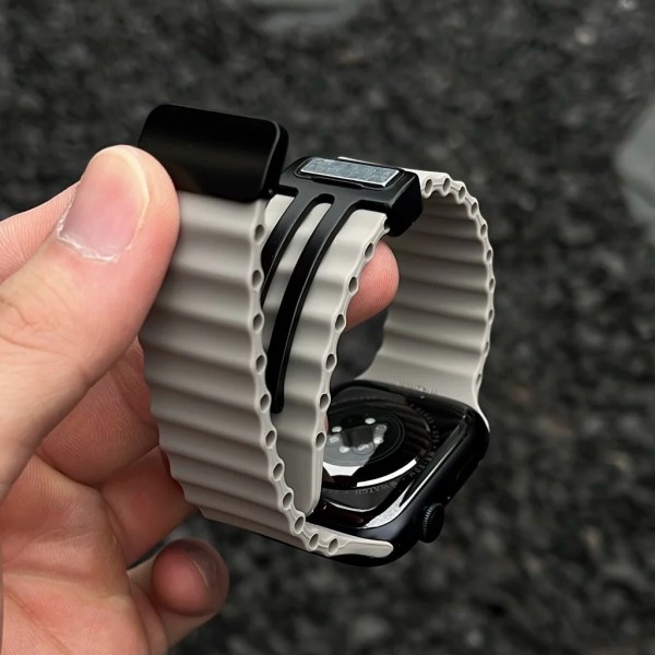 Magnetisk spänne för Apple Watch Band Ultra 2 49mm 45mm 44mm 40mm 41mm 38 42mm Silikonarmband iWatch Series 7 6 3 se 8 9 Green 42mm 44mm 45mm 49mm