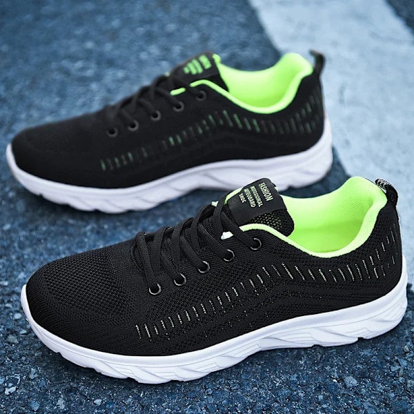 Nye Atletiske Sko Til Mænd Sko Sneakers Sneakers Sneakers Sneakers Åndbar Tennis Gå Fitness Mænd Sko Black green 44