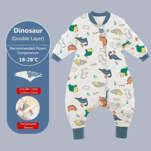 Baby Sovsäck Cartoon Barn Pyjamas Infantil Saker För Fyra Säsonger Bomull Toddler Sack Barn Sovkläder Sängkläder Overall Dinosaur 1 80-90cm