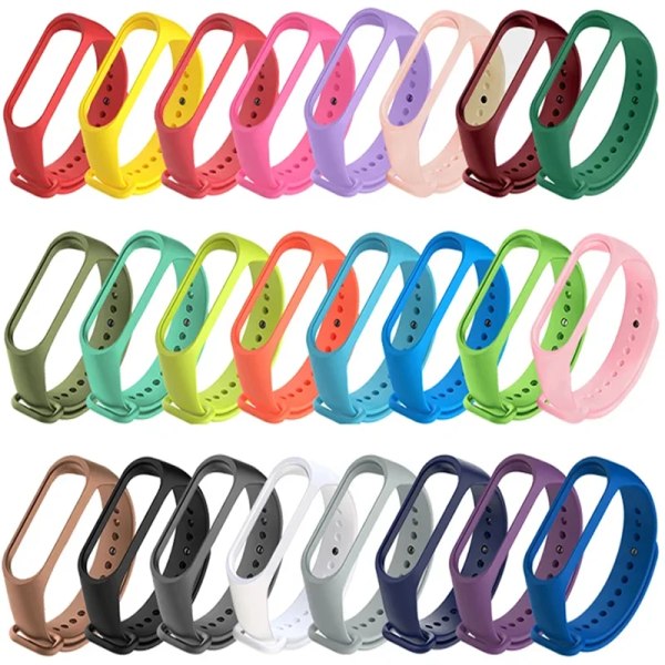 Watch för Xiaomi Mi Band 7 6 5 4 3 Armband Silikonarmband Handledsremmar MiBand 3/4 band5 band6 Smartwatch Tillbehör Pink powder 36 Mi band 3 4