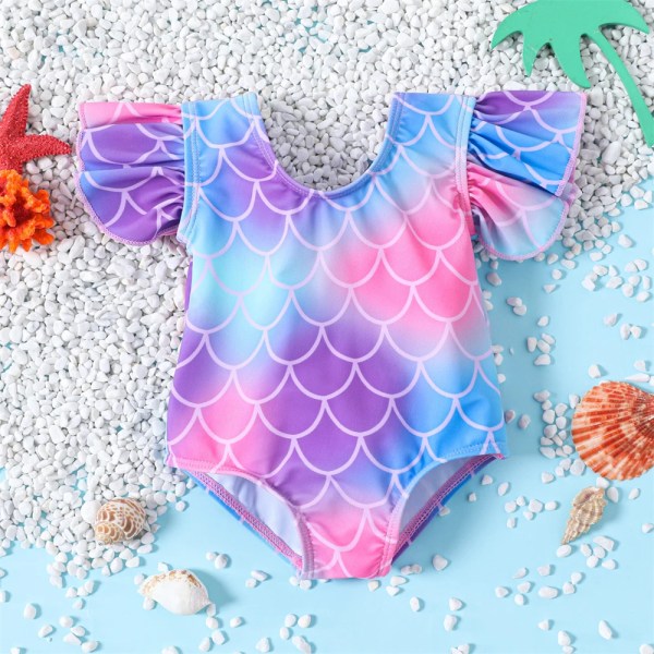 Sommar Barn Småbarn Baddräkt Baddräkt i ett stycke Print Baby Overall Jumpsuit Sommar Beachwear Badkläder 1 6-9M