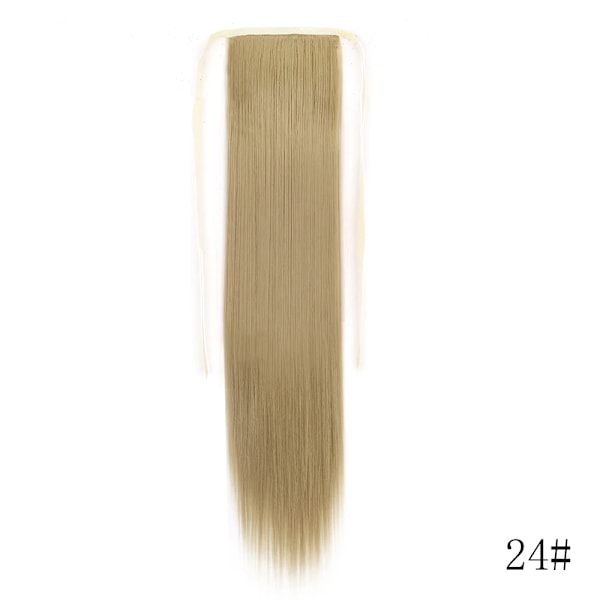 Lisi Girl Syntetiska Hår 22''34'' Lång Rak Ponytail Wrap Runt Ponytail Clip I Hår Extensions Svarta Hair Huvudkläder D13-24 22Inches  55cm