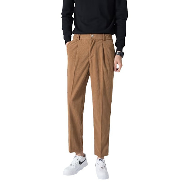 Syksy Ja Talvi Corduroy Puku Housut Korealainen Tyyl Loose Suora Lämmin Korduroy Leikattu Tapered Casual Housut Taka Joustava C Khaki 32