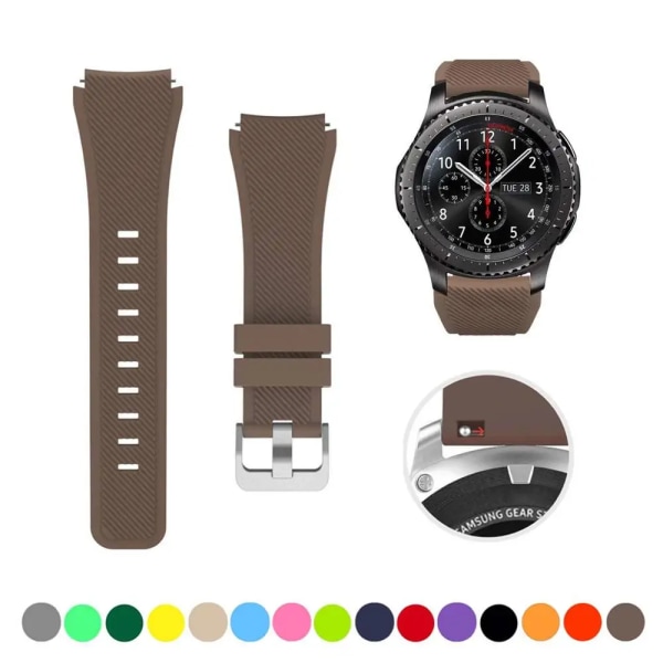 22 mm silikonband för Samsung Galaxy Watch 3 45 mm/Gear S3 Classic/Frontier/Huawei Watch GT 2 3 Pro 46 mm Amazfit GTR/Pace-rem Brown for Gear S3