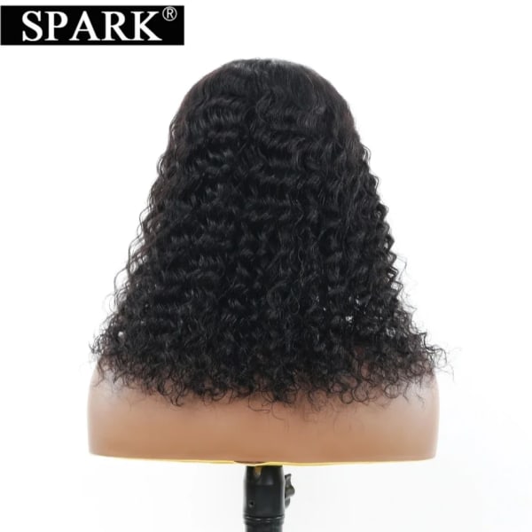 Brazilian Deep Wave frontal peruk Wear And Go Glueless 4x4 spets främre mänskligt hår förplockat kort lockigt Bob peruk 4x4 Glueless 8inches